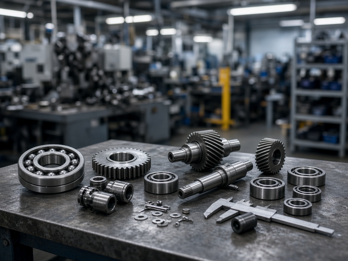 Technische Teile auf Werkbank